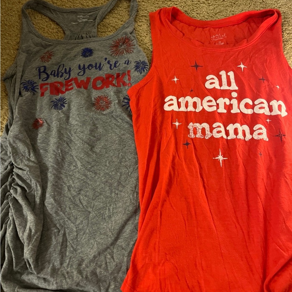 Motherhood Maternity Gray and Red Tank Tops Casual Style